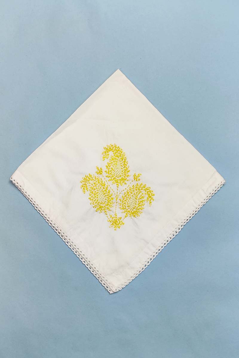 Hand Embroidered Tepchi Work White Cotton Lucknowi Chikan Tea Napkin (set Of 5pcs)